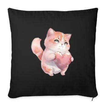 Mignon bébé chat maman enfants T-shirt - Housse de coussin décorative 45 x 45 cm - noir - Devant