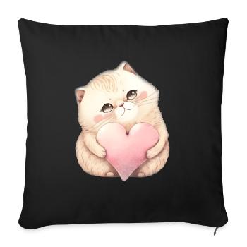 Mignon bébé chat maman enfants T-shirt - Housse de coussin décorative 45 x 45 cm - noir - Devant