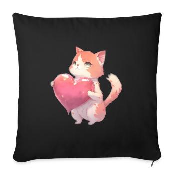 Mignon bébé chat maman enfants T-shirt - Housse de coussin décorative 45 x 45 cm - noir - Devant
