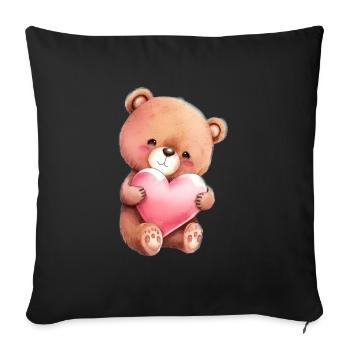 Teddy Bear Cuddly Toy Toy Sleep T-shirt - Housse de coussin décorative 45 x 45 cm - noir - Devant