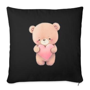 Teddy Bear Cuddly Toy Toy Sleep T-shirt - Housse de coussin décorative 45 x 45 cm - noir - Devant