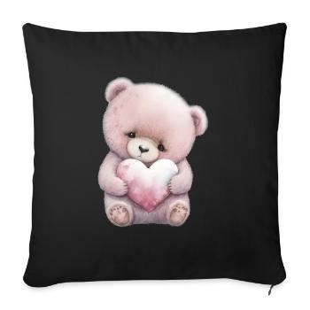 Teddy Bear Cuddly Toy Toy Sleep T-shirt - Housse de coussin décorative 45 x 45 cm - noir - Devant
