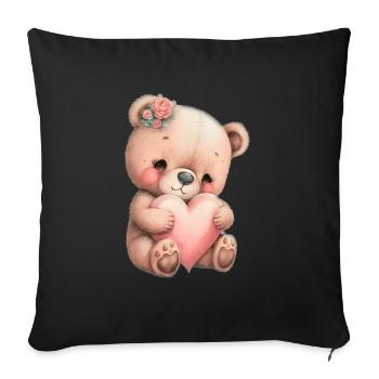 Teddy Bear Cuddly Toy Toy Sleep T-shirt - Housse de coussin décorative 45 x 45 cm - noir - Devant