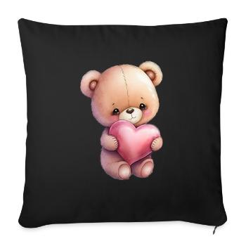 Teddy Bear Cuddly Toy Toy Sleep T-shirt - Housse de coussin décorative 45 x 45 cm - noir - Devant