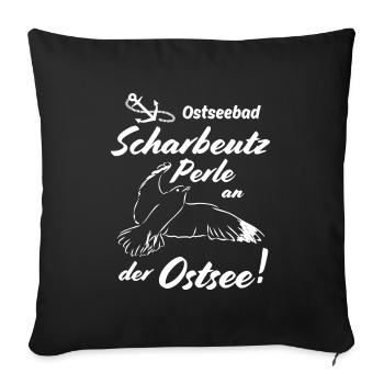 Station balnéaire de Scharbeutz sur la mer Baltique et perle sur la mer Baltique - Housse de coussin décorative 45 x 45 cm - noir - Devant