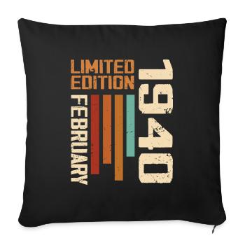 Born February 1940 Retro 1940 Anniversary - Sofa pillowcase 17,3'' x 17,3'' (45 x 45 cm) - black - Front