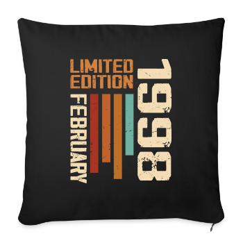 Née en Février 1998 Rétro 1998 Anniversaire - Housse de coussin décorative 45 x 45 cm - noir - Devant