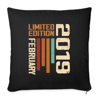Born in February 2019 Retro 2019 Anniversary - Sofa pillowcase 17,3'' x 17,3'' (45 x 45 cm) - black - Front