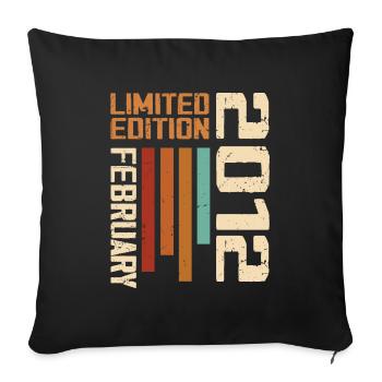 Born in February 2012 Retro 2012 Anniversary - Sofa pillowcase 17,3'' x 17,3'' (45 x 45 cm) - black - Front