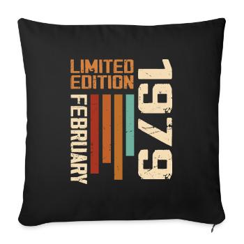 Née en Février 1979 Rétro 1979 Anniversaire - Housse de coussin décorative 45 x 45 cm - noir - Devant