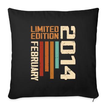 Born in February 2014 Retro 2014 Anniversary - Sofa pillowcase 17,3'' x 17,3'' (45 x 45 cm) - black - Front