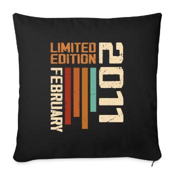 Born in February 2011 Retro 2011 Anniversary - Sofa pillowcase 17,3'' x 17,3'' (45 x 45 cm) - black - Front