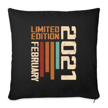 Née en Février 2021 Rétro 2021 Anniversaire - Housse de coussin décorative 45 x 45 cm - noir - Devant