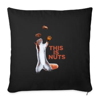 Funny squirrel juggles hazelnut talent - Sofa pillowcase 17,3'' x 17,3'' (45 x 45 cm) - black - Front