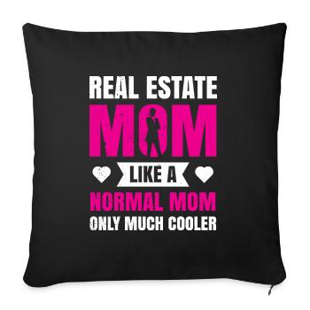 Lustige Immobilien Mama Cool Mama Makler Immobilien - Sofakissenbezug 45 x 45 cm - Schwarz - Vorne