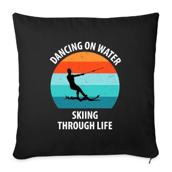Water skis, water skis, water skiers - Sofa pillowcase 17,3'' x 17,3'' (45 x 45 cm) - black - Front