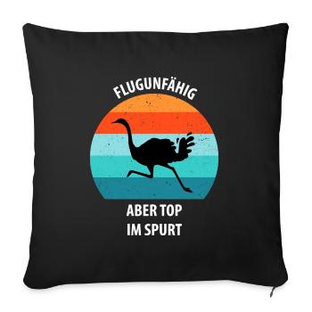 Strauß Ostrich Vogel Strauß Ornithologie - Sofakissenbezug 45 x 45 cm - Schwarz - Vorne
