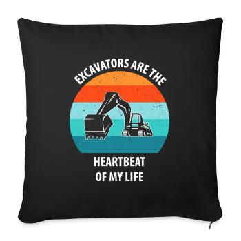 Excavatrice Excavatrice Conducteur Excavatrice Camion - Housse de coussin décorative 45 x 45 cm - noir - Devant