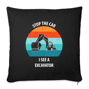 Excavatrice Excavatrice Conducteur Excavatrice Camion - Housse de coussin décorative 45 x 45 cm - noir - Devant