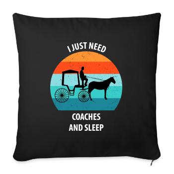 Calèche de cocher Calèche tirée par des chevaux Calèche - Housse de coussin décorative 45 x 45 cm - noir - Devant