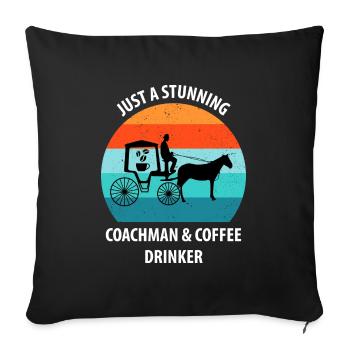 Cocher Calèche Calèche Café - Housse de coussin décorative 45 x 45 cm - noir - Devant