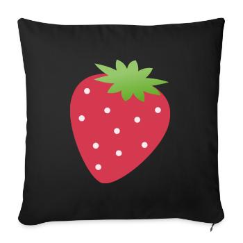 Erdbeere - Sofakissenbezug 45 x 45 cm - Schwarz - Vorne