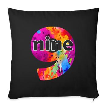 NINE 9 YEARS BOY 9TH BIRTHDAY - Sofa pillowcase 17,3'' x 17,3'' (45 x 45 cm) - black - Front