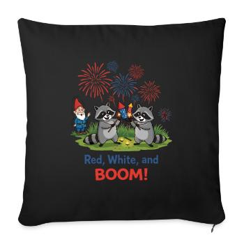 Raton laveur 4 juillet Feu d’artifice - Housse de coussin décorative 45 x 45 cm - noir - Devant