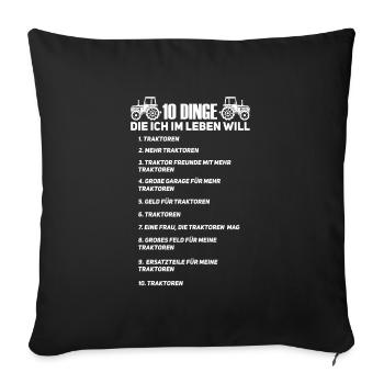 Traktor Traktoren Trecker Geschenk - Sofakissenbezug 45 x 45 cm - Schwarz - Vorne