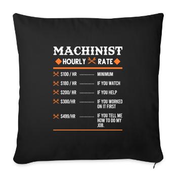 Mécanicien usinage cadeau machiniste - Housse de coussin décorative 45 x 45 cm - noir - Devant