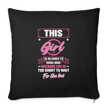 Driver's license Girls Driving License Pass - Sofa pillowcase 17,3'' x 17,3'' (45 x 45 cm) - black - Front