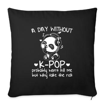 K-pop Panda K-pop compartiments K-pop cadeau - Housse de coussin décorative 45 x 45 cm - noir - Devant