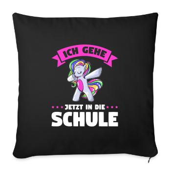 Schulkind Schulanfang Schulanfänger Schultüte - Sofakissenbezug 45 x 45 cm - Schwarz - Vorne
