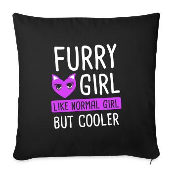 Furry Girls Anime Cosplay Girl Gift - Sofa pillowcase 17,3'' x 17,3'' (45 x 45 cm) - black - Front