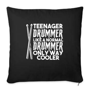Adolescent batteur cadeau de tambour adolescent - Housse de coussin décorative 45 x 45 cm - noir - Devant