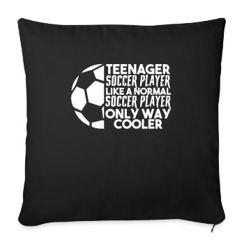 Adolescents de football joueur cadeau - Housse de coussin décorative 45 x 45 cm - noir - Devant