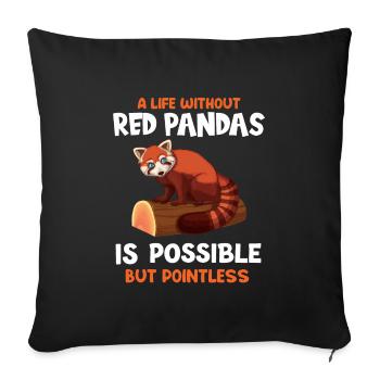 Panda Panda panda rouge cadeau de panda - Housse de coussin décorative 45 x 45 cm - noir - Devant