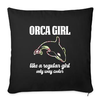 Orques fille orques orques orques cadeau - Housse de coussin décorative 45 x 45 cm - noir - Devant