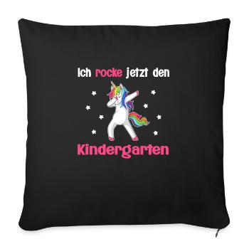 Kindergartenkind Einhorn Kindergarten-Anfang - Sofakissenbezug 45 x 45 cm - Schwarz - Vorne