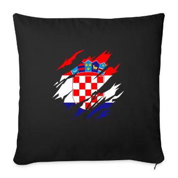 Kroatische Flagge Kroatien Kroatisches Geschenk - Sofakissenbezug 45 x 45 cm - Schwarz - Vorne