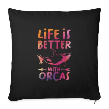 Orca Orca Gift - Sofa pillowcase 17,3'' x 17,3'' (45 x 45 cm) - black - Front