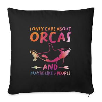 Orca Orcas Geschenk - Sofakissenbezug 45 x 45 cm - Schwarz - Vorne
