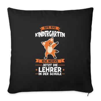Schulkind Fuchs Einschulung Geschenk - Sofakissenbezug 45 x 45 cm - Schwarz - Vorne
