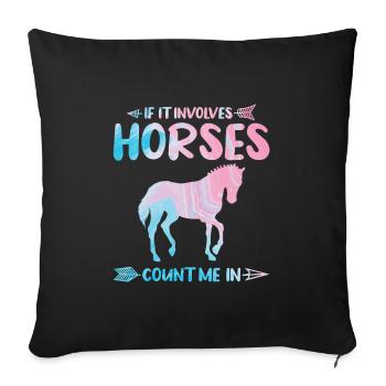 Horses Horses Gift - Sofa pillowcase 17,3'' x 17,3'' (45 x 45 cm) - black - Front