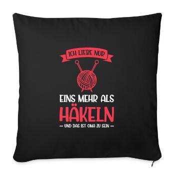 Häkeln Oma Handarbeit Geschenk - Sofakissenbezug 45 x 45 cm - Schwarz - Vorne
