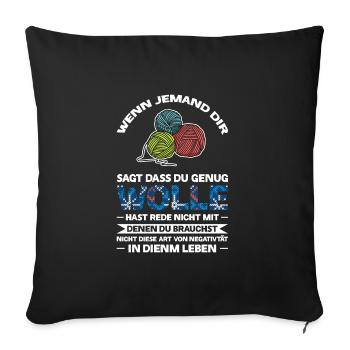 Häkeln Häklerin Handarbeit Geschenk - Sofakissenbezug 45 x 45 cm - Schwarz - Vorne