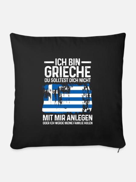 Grieche Griechisch Griechische Flagge Geschenk - Sofakissenbezug 45 x 45 cm - Schwarz