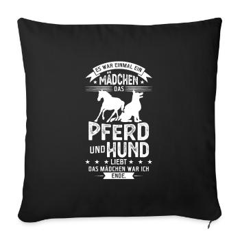 Hunde Pferde Mädchen Geschenk - Sofakissenbezug 45 x 45 cm - Schwarz - Vorne