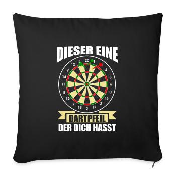 Darts Dartpfeil Dartboard Geschenk - Sofakissenbezug 45 x 45 cm - Schwarz - Vorne