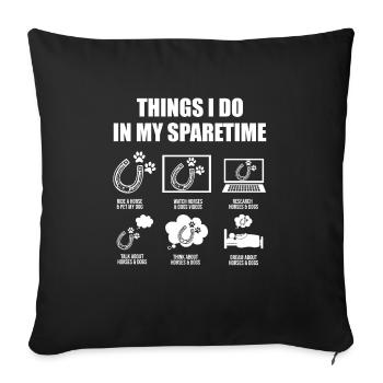 Horses & Dogs Horse Dog Gift - Sofa pillowcase 17,3'' x 17,3'' (45 x 45 cm) - black - Front